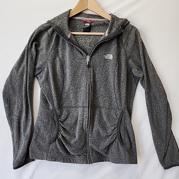 The North Face  Women's L Gray Fleece Hooded Full Zip Jacket - Picture 1 of 5
